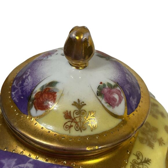 Vintage Victoria Austria Teapot & Sugar Dragon Serpent Floral Pattern Gold Trim - Picture 5 of 16